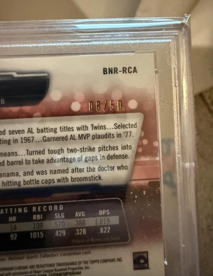 Bowman Chrome The National Rod Carew Gold Refractor #08/50 2017 - PSA 10 GEMA como nuevo Foto 3 de 3