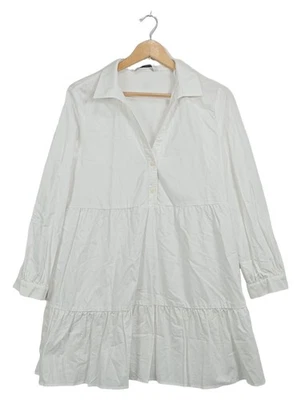 ZARA Robe Chemisier Femme Blanc Coton Volants (EU 42, INT XL) - Photo 1/4