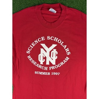 Vintage 90s CCNY City College New York Science Research Program XL Red Shirt USA