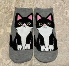 Women's Cute Cartoon Tuxedo Cat Pattern Ankle Socks Fashion Sock Set Of 2