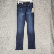 7 For All Mankind Jeans Womens 24 Blue Mid Rise Straight Leg Stretch NWT 