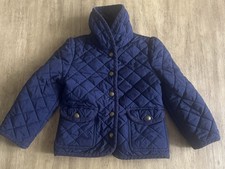 Polo Ralph Lauren Quilted Jacket Toddler 3T Barn Coat Snap Buttons Pony Blue