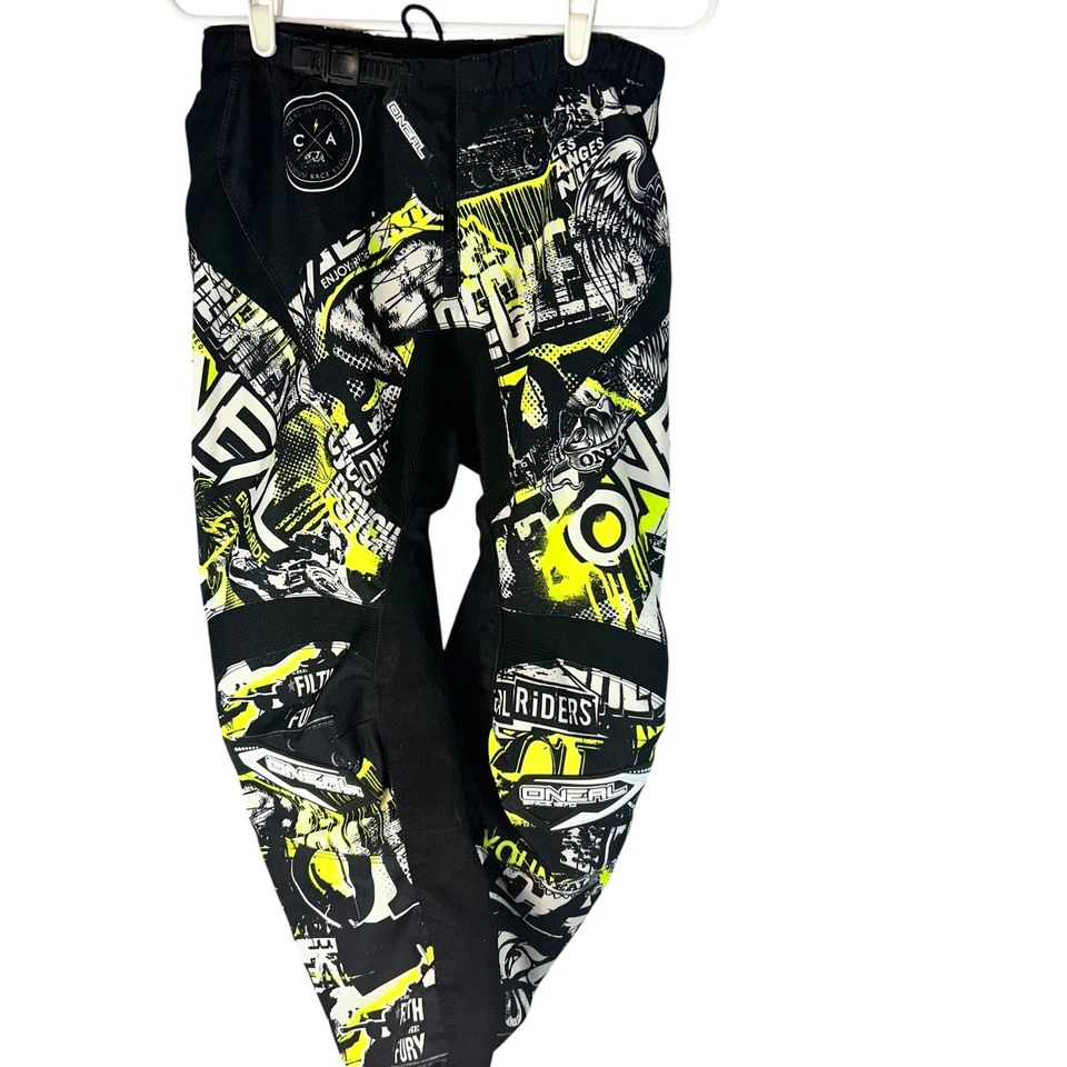 Pantalones de Motocross Oneal ELEMENT SERIES Adulto 32 Negro Amarillo Blanco Foto 3 de 4