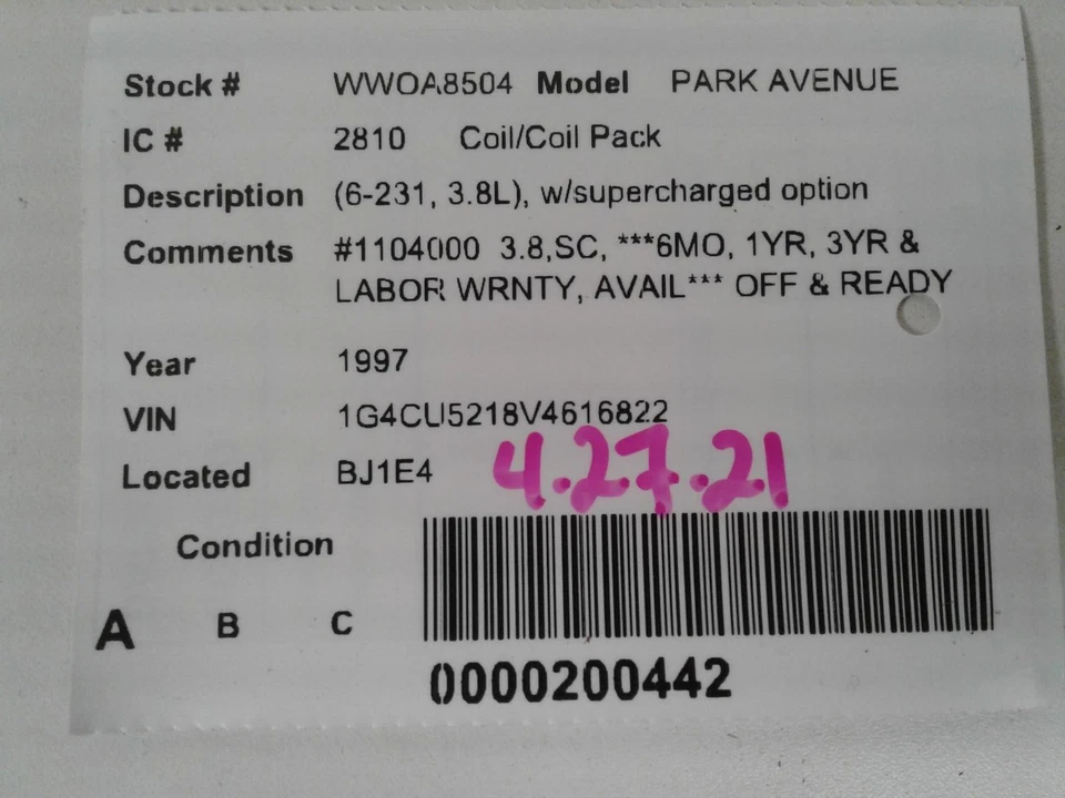 Bobina de ignição usada serve: 1997 Buick Park Avenue com opção sobrealimentada grau A - Imagem 3 de 4