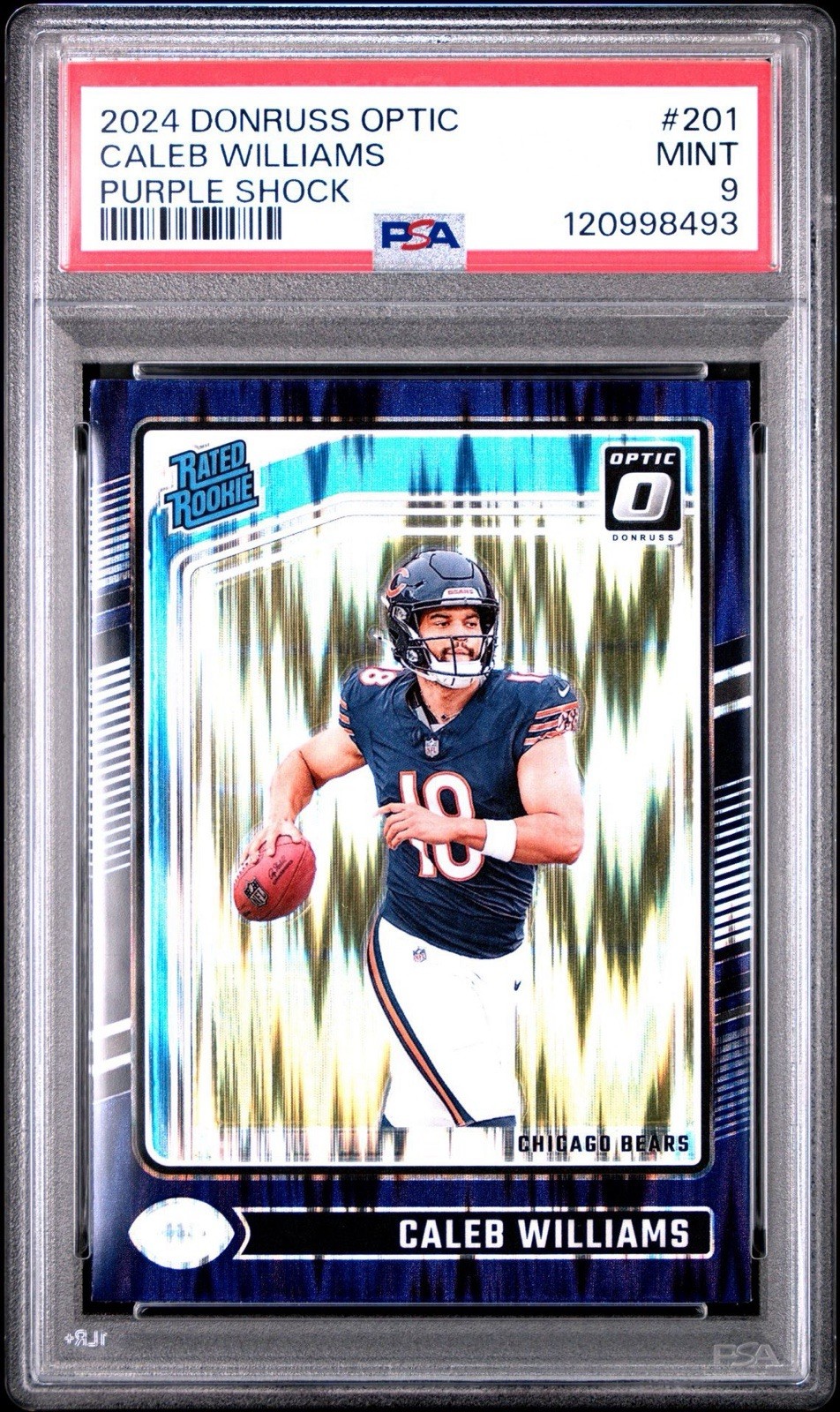 2024 PANINI DONRUSS OPTIC PURPLE SHOCK #201 CALEB WILLIAMS ROOKIE RC PSA 9