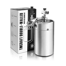 TMCRAFT 128OZ Double-Walled Mini Keg Growler, Pressurized Home Beer Dispenser...