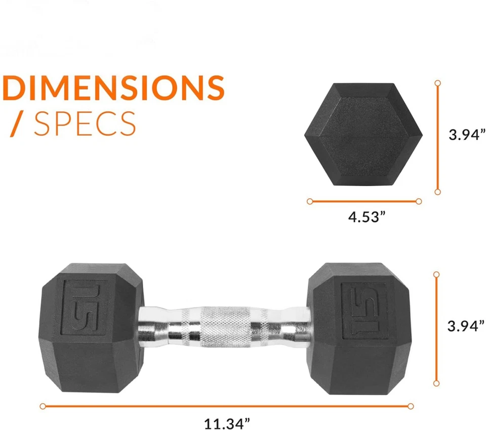 КОЛПАЧОК штанга 15 фунтов с покрытием шестигранные гантели резиновые шестигранные веса домашний тренажерный зал фитнес пара - Изображение 4 из 4
