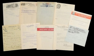 (10) 1905 - 1918 ADVERTISING EPHEMERA BUSINESS LETTER DOCUMENTS MIXED SUBJECTS