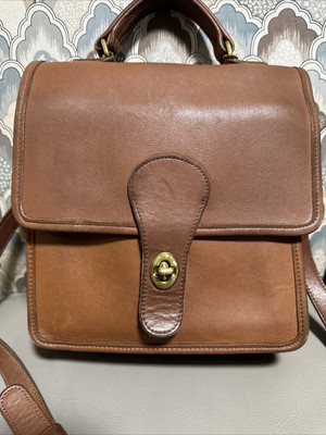 Coach Vintage Station Brown Leather Turn Lock Flap Satchel