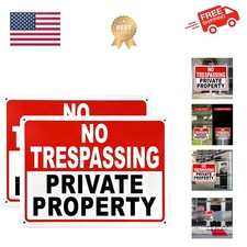 2 Pack No Trespassing Signs Private Property   10x7 Inch Rust-Free Aluminum, ...