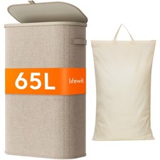 Lifewit Slim Laundry Basket with Lid, Narrow Laundry Hamper with Plastic