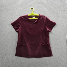 Mandala Women Scrub Top L Burgundy Equa-Tek PO11 Short Sleeve Logo