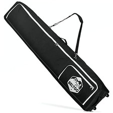 Rolling Ski/Snowboard Bag with Wheels for Air Travel - Holds 2 Pairs of 175cm
