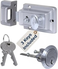 60mm Door Lock Rim Night Latch Security 3 Keys Home Safety Backset Cylinder UK