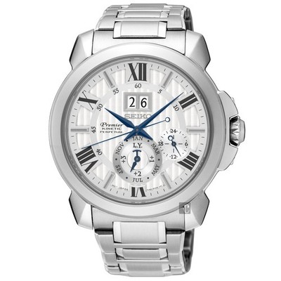 Seiko Premier SNP139J1 Sapphire Solar Premium Kinetic Perpetual Stainless Steel