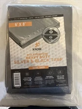6 x 8 Heavy Duty Silver/Black Poly Tarp WaterProof Canopy Tent RV Boat Tarpaulin