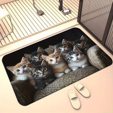 1pc Cat Pattern Non-Slip Door Mat Printed Absorbent Microfiber Rug Welcome Mat  