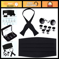 Men's Satin Self-Tie Bow Tie Cummerbund Set - Formal Event Accessories, Adjust