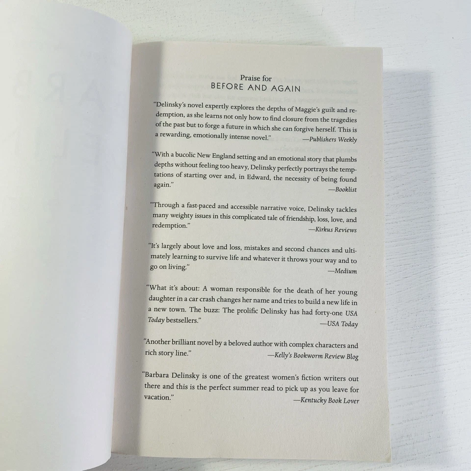 Before and Again : A Novel by Barbara Delinsky 2018 Trade Paperback Foto 3 de 4
