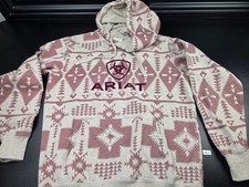 Ariat REAL Women s Hoodie Small Pink Aztec Southwest Pullover Hooded Sweatshirt