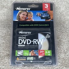Memorex Mini DVD-RW 3 Pack 2X 1.4GB 30 min Single Sided NEW
