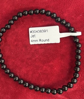 4mm -  Jet -Natural Stone Beads - Stretch Bracelet -