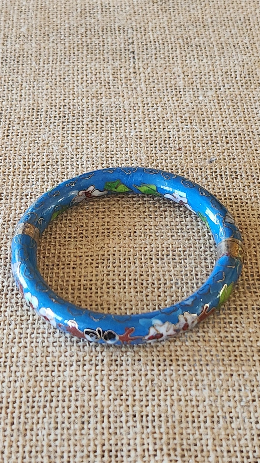 Vintage Cloisonne Hinged Bangle Bracelet Beautiful Weighs 40 GRAMS