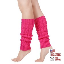 Leg Warmers for Women 80s Cable Knit Leg Warmer for Ballet Dance Figure A-pink