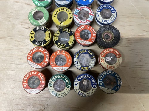 Vintage Lot 25 Buss Einschraub Elektro Sicherungen verschiedene Marken Verstärker Buss Eagle Get - Bild 2 von 5