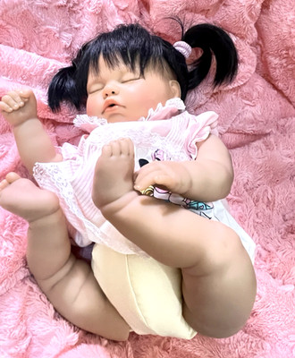 Vtg Reborn Asian Berenguer Baby Girl Doll Weighted Vinyl Soft Body Artist Signed