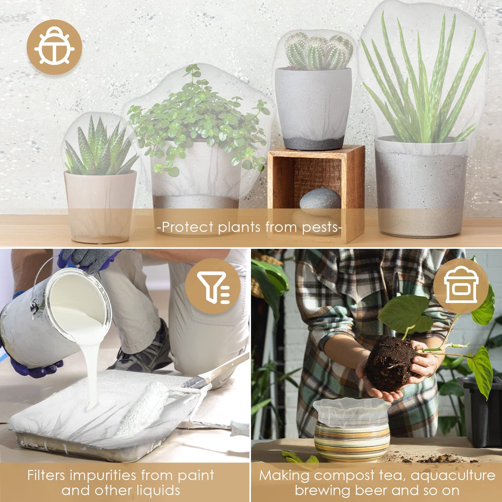 Windyun 60 Pcs Paint Strainer Bags 5 Gallon Fine Mesh Filter Bag Disposable