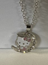 Hello kitty On the Moon Pendant Necklace   Love You to The Moon  Back   New 