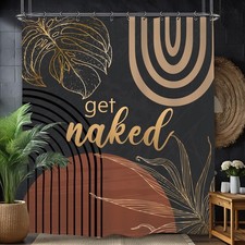 Abstract Mid Century Bathroom Shower Curtain 60W by 71H Inch Minimalist Aesth...