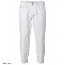 Kancan Mid Rise Ankle Skinny Jeans White Distressed Raw Hem Size 7 27 KC7318WT