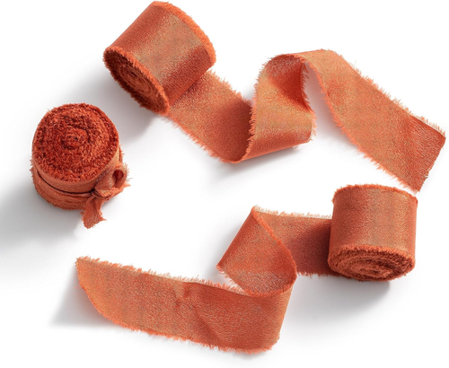 Chiffon Ribbon Wedding Ribbon Rust Red Bow Ribbon Gift Ribbon Wedding ...