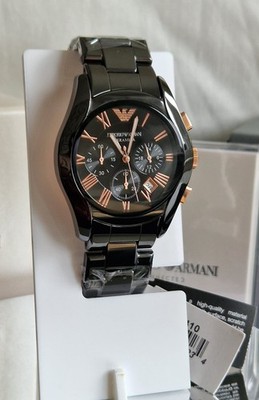 EMPORIO ARMANI HERREN UHR AR1410 LUXUS CERAMICA SCHWARZ/ROSÉGOLD CHRONOGRAPH