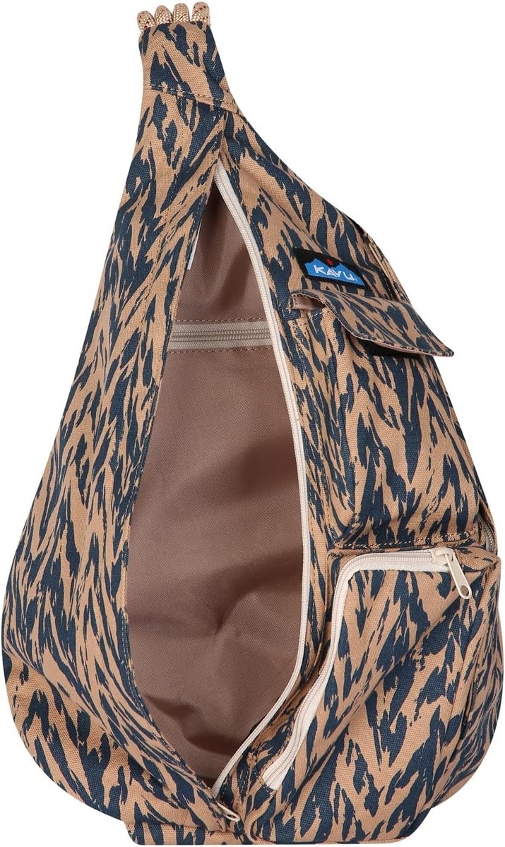 KAVU Rope Sling Bag - New With Tags in Chevron Shore Navy Adjustable Canvas Rope Bag — Walkabout Outfitter main image 4