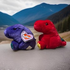 Puffkins Swibco Plush Drake And Danny Dinosaur Red And Purple W/ Tags
