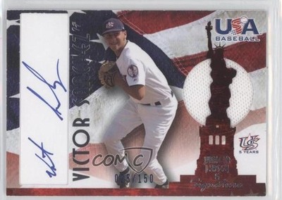 2007 USA Baseball National Jersey & Signature Blue Ink Victor Sanchez Auto 0e3