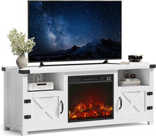 Fireplace TV Stand with 18” Electric Fireplace, Modern Fire Place TV Stands for 