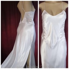 Vintage NATORI Liquid SATIN Full Dress SLIP Long GOWN Nightgown Floral L 38-40
