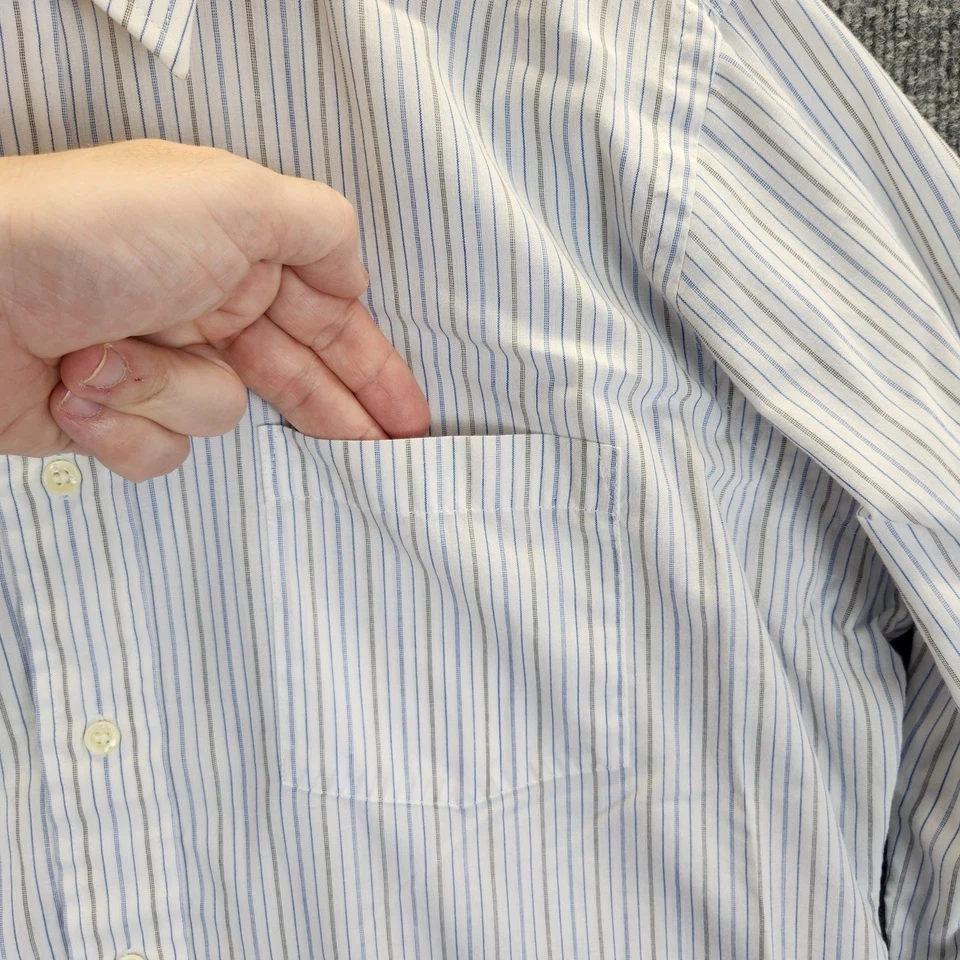 Camisa Cordova Vintage Para Hombre Talla 16 32/33 Manga Larga Abotonada Rayas Foto 4 de 4