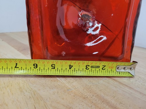Vaso vintage MCM Indiana Glass 6525 quadrato testurizzato arancione Wayne Husted alto 13" - Foto 10 di 11