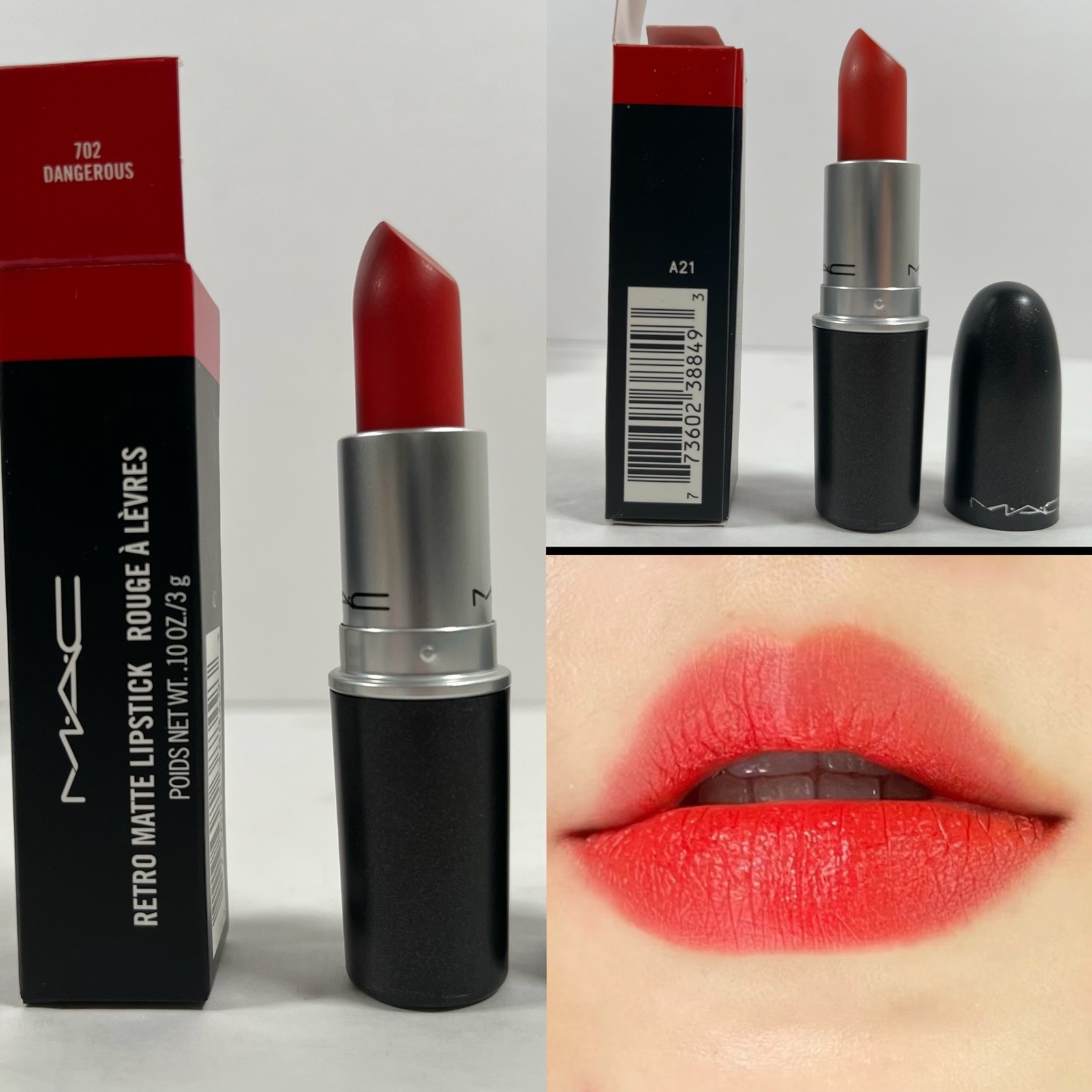 MAC Retro Matte Lipstick - Shade 702 DANGEROUS 3g New in Box
