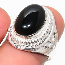 Black Onyx Gemstone Handmade 925 Sterling Silver Jewelry All Size Ring For Gift