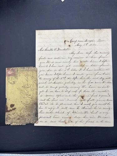 1864 Civil War Letter Camp Memphis Tennessee Going After Nathan Bedford Forrest