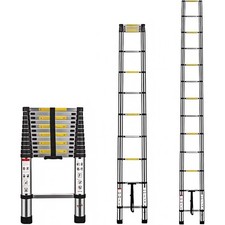 Telescopic Ladder 3.8m 12.5ft Aluminium 13 Step 150kg EN131 Portable Multibao