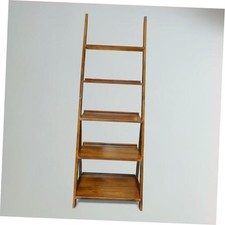 Estanter a de madera maciza  mbar con 5 estantes, con marco en A, color marr n