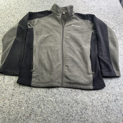 Columbia Full Zip Fleece Jacket Gray Black Men s Large Soft Warm Outdoor
