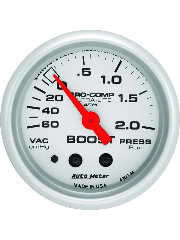 Auto Meter 2-1/16 Boost/Vacuum, 30 In HG/30 PSI, Mechanical, Ultra-Lite (4303) - image 2 of 4